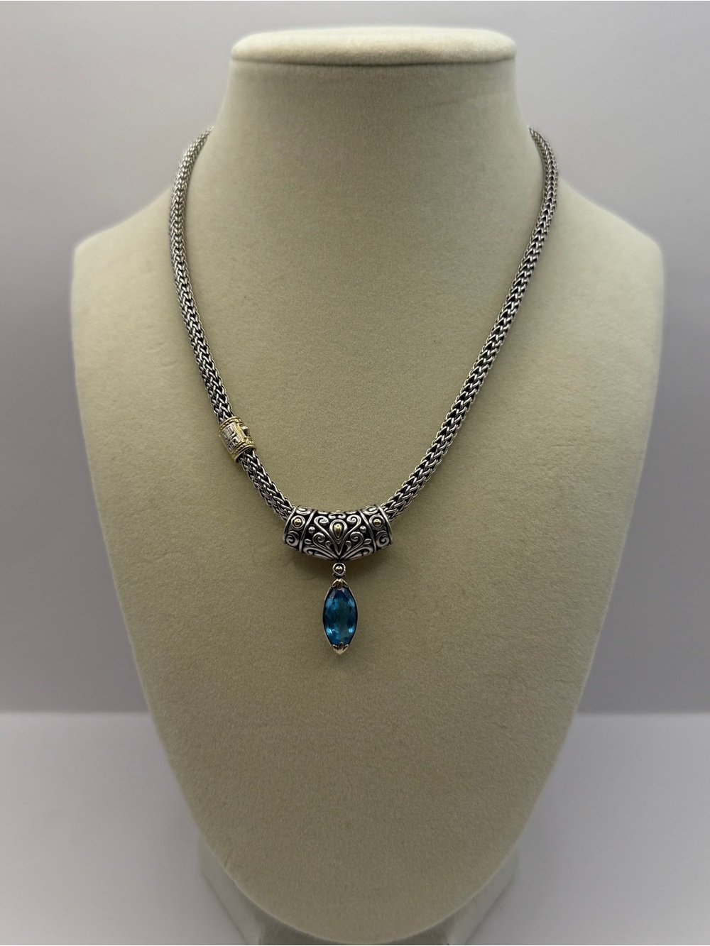 John Hardy 18k Gold And Sterling Silver Topaz Necklace